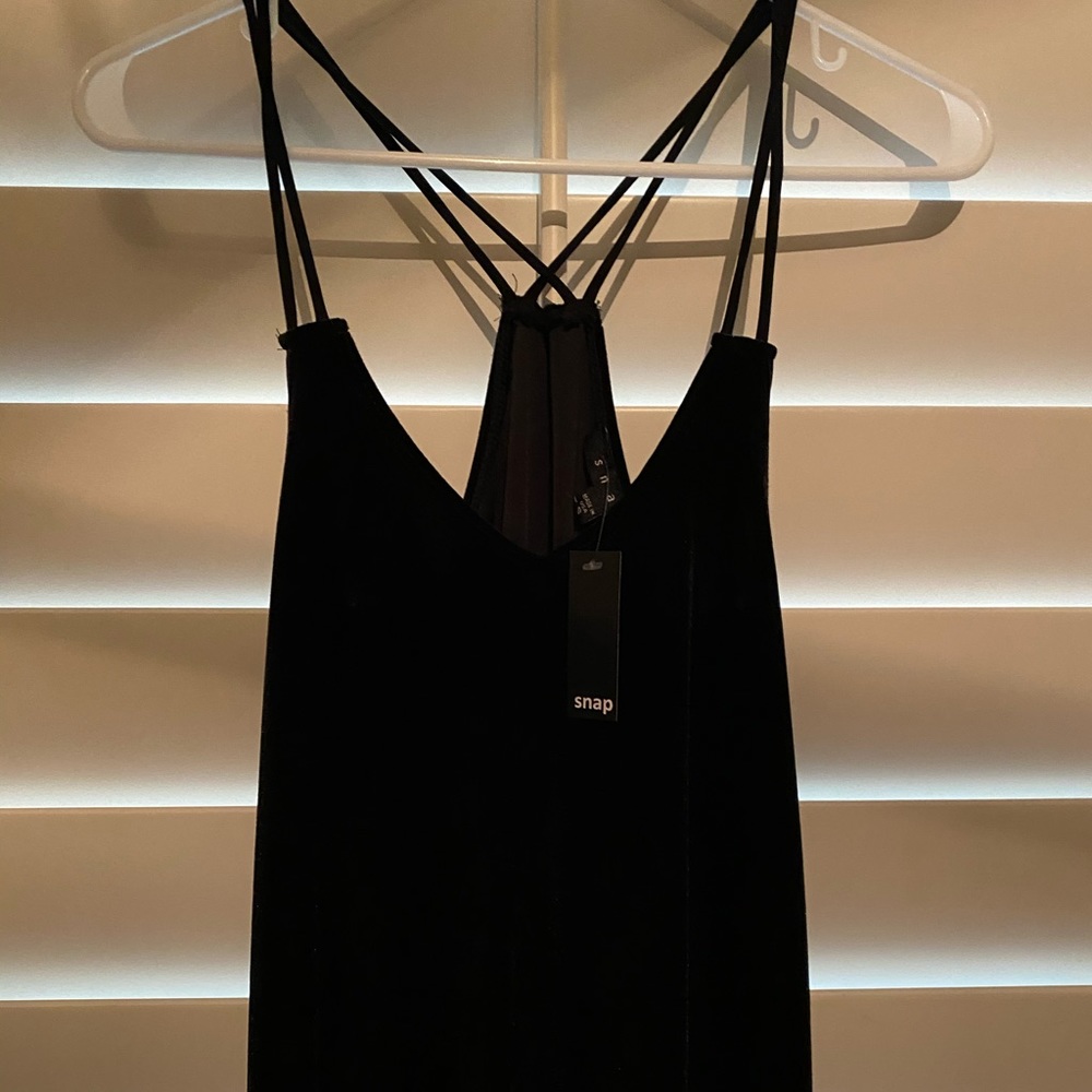 Black velvet strappy blouse